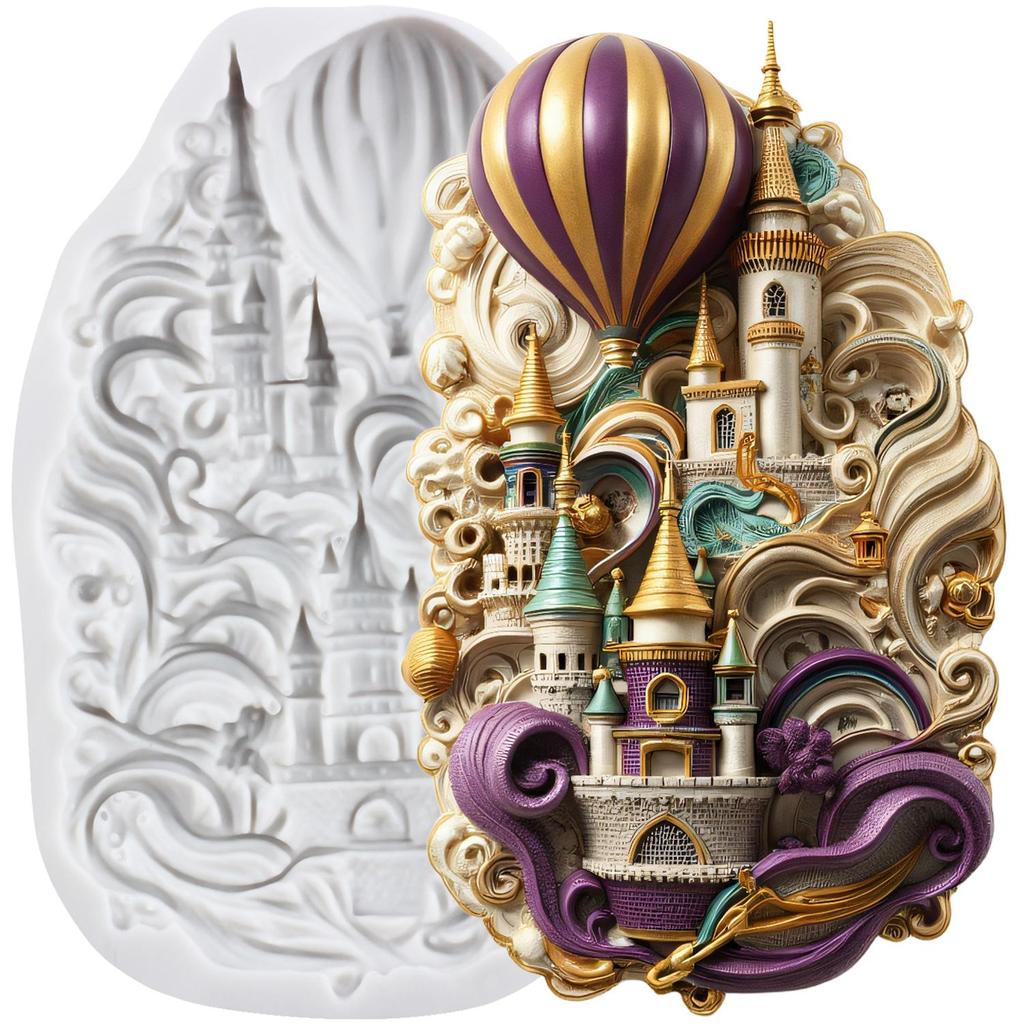 Castle Silicone Molds Princess Castle Fondant Mold Cake Decorating Tools Cupcake Topper Candy Chocolate Gumpaste Mold