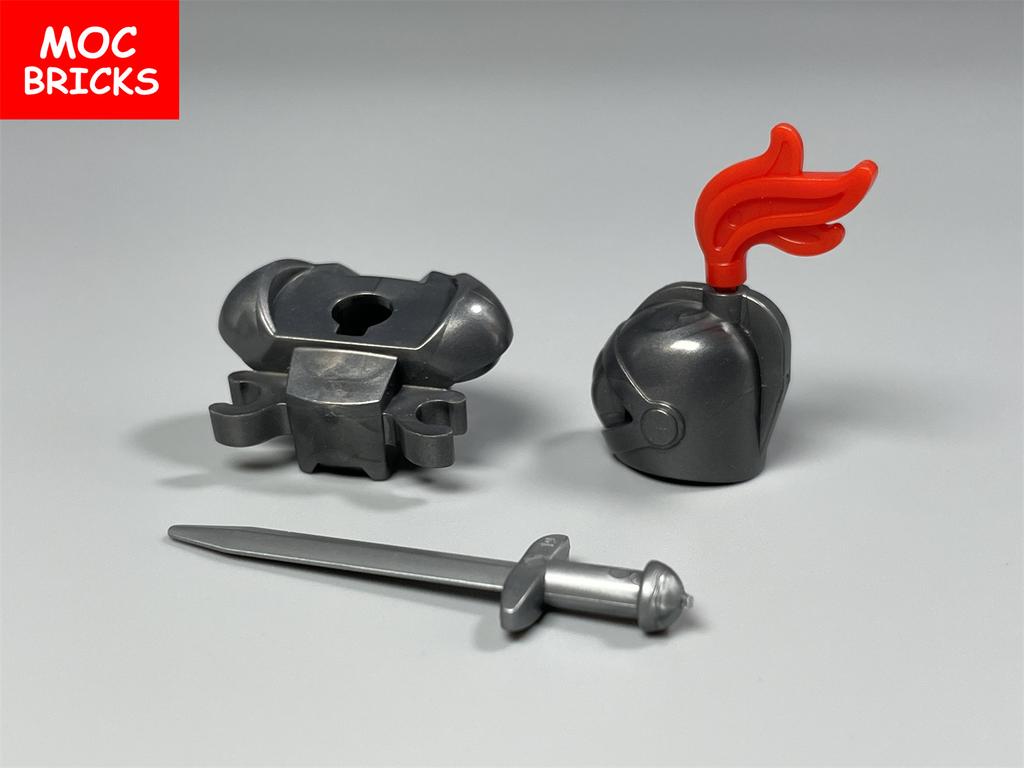 5sets/lot MOC Bricks Medieval Knights Hero Armor Paint Helmet sword warrior soldier Educational Building Blocks Toys