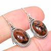 Natural Mahogany Obsidian Gemstone 925 Solid Sterling Silver Earring 1.25" R9P53