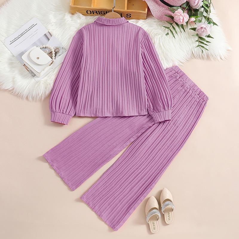 Girls Autumn New Children's Clothing Single-breasted Long-sleeved Tops+trousers 2Pcs Suits Children Colthes