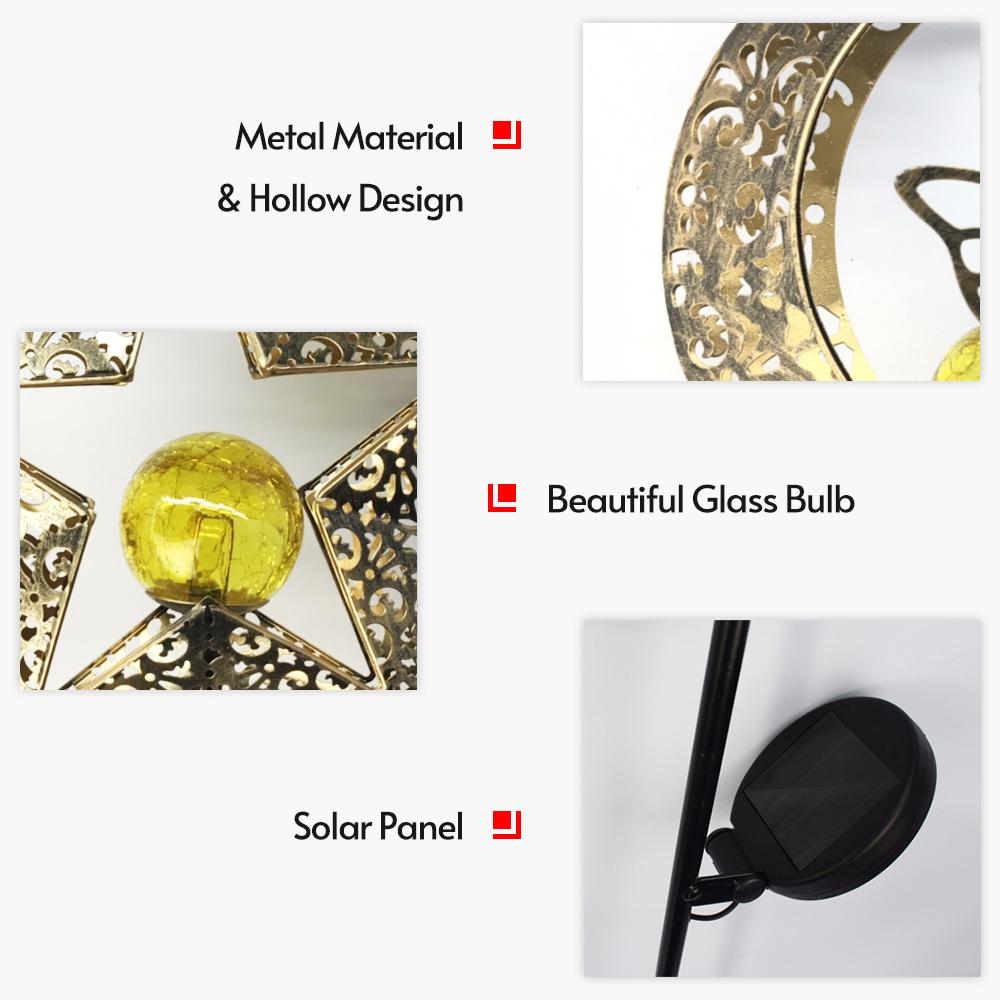 Outdoor Solar Light Metal Garden Decoration Light Waterproof Lawn Lamp Auto ON/OFF for Outside