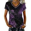 Dames Casual V-hals Korte Mouw T-shirt Halloween Print Pullover Top