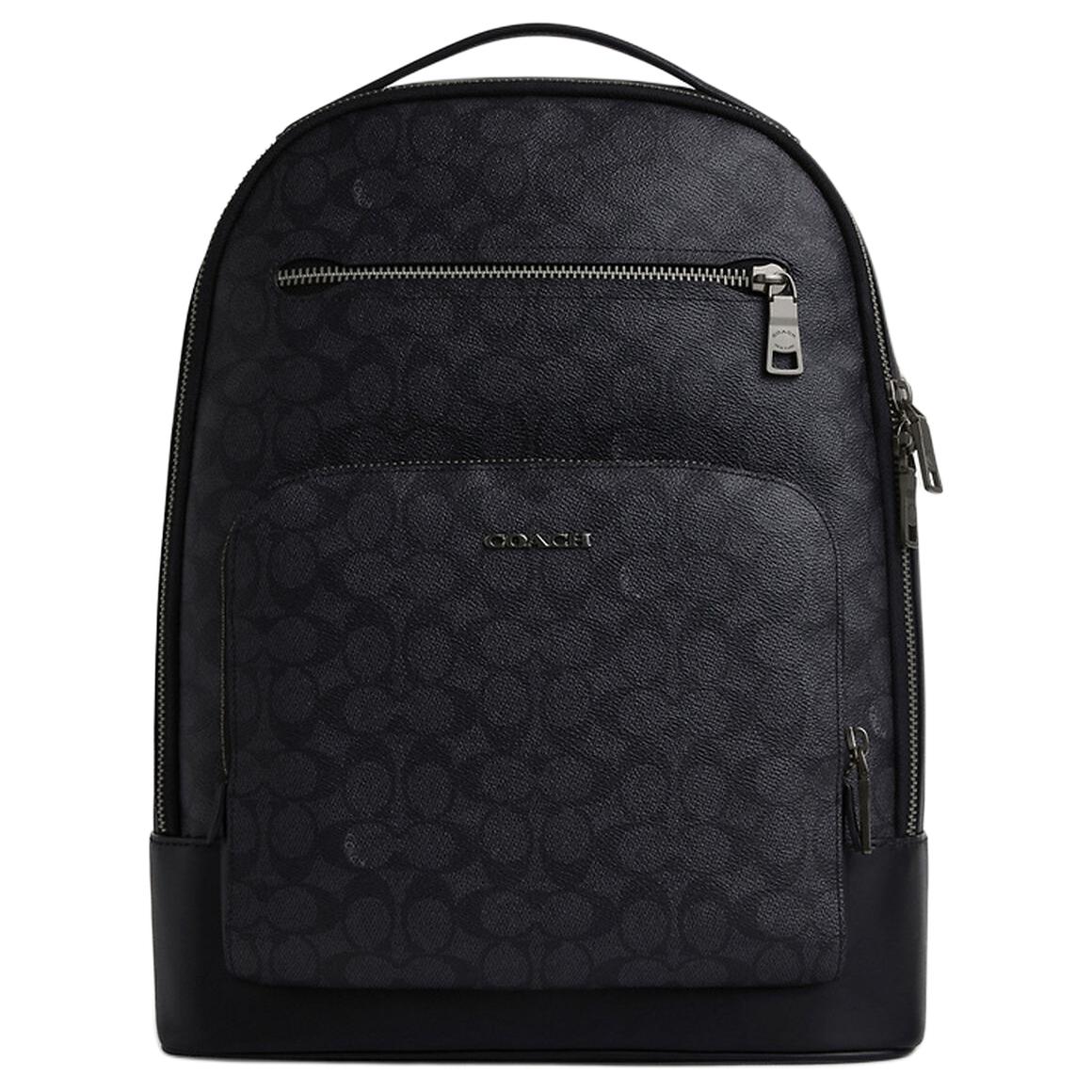 

Coach Ethan 32 Zipper Closure Brand Print Coated Canvas Backpack Men backpack Charcoal Black CV919-QBMI5 Basic Set (Bag+Dust Bag)