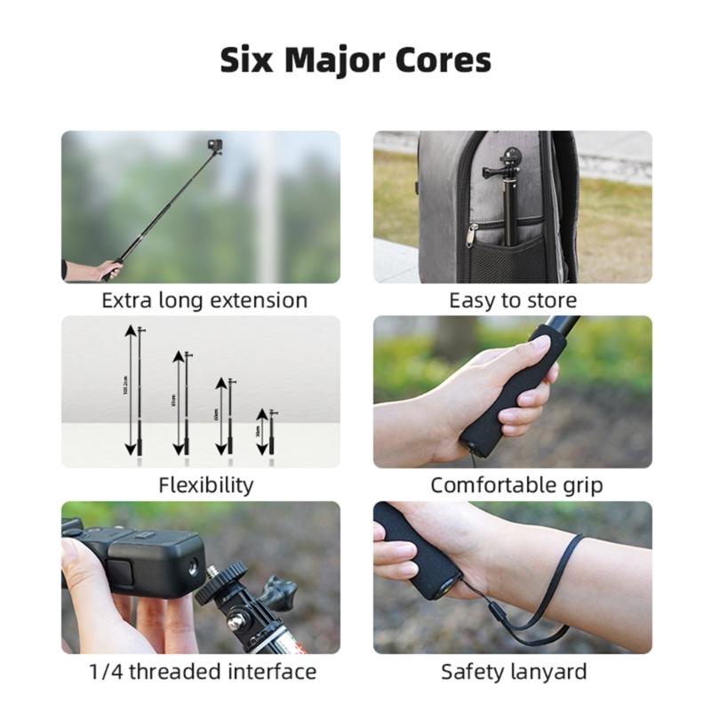 Extendable Gimbal Cameras Extension Rod Foldable Sports Cameras Selfie Stick for Pocket 3 Vlog Accessories