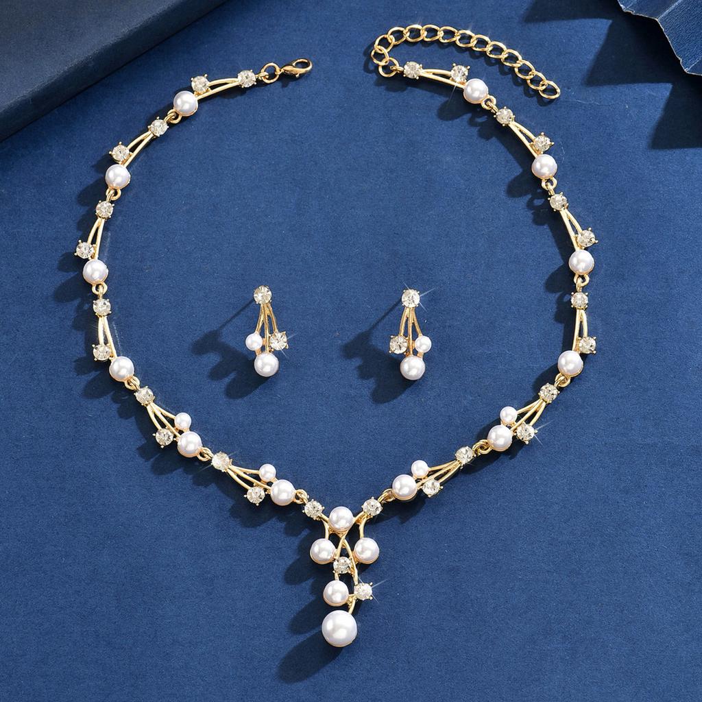 Bridal Accessories Necklace Earrings Jewelry Set Banquet Dress Set Chain Fashion Temperament Accessories
