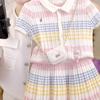 Korean Style Cute Girls' Summer Skirt Set - Short Sleeve & Striped Short Skirt Two-Piece