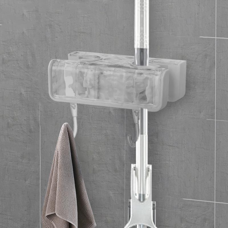 Wischmopphalter mit Haken Klebender Haushalts-Wischmopphalter Benutzerfreundlicher Besenhalter Platzsparender Wischmopphalter mit Haken für die Wäsche