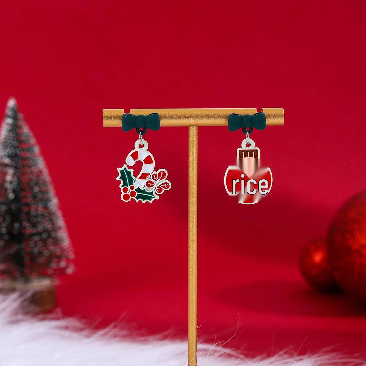 

Cross-Border Festive Santa Claus & Reindeer Asymmetrical Earrings