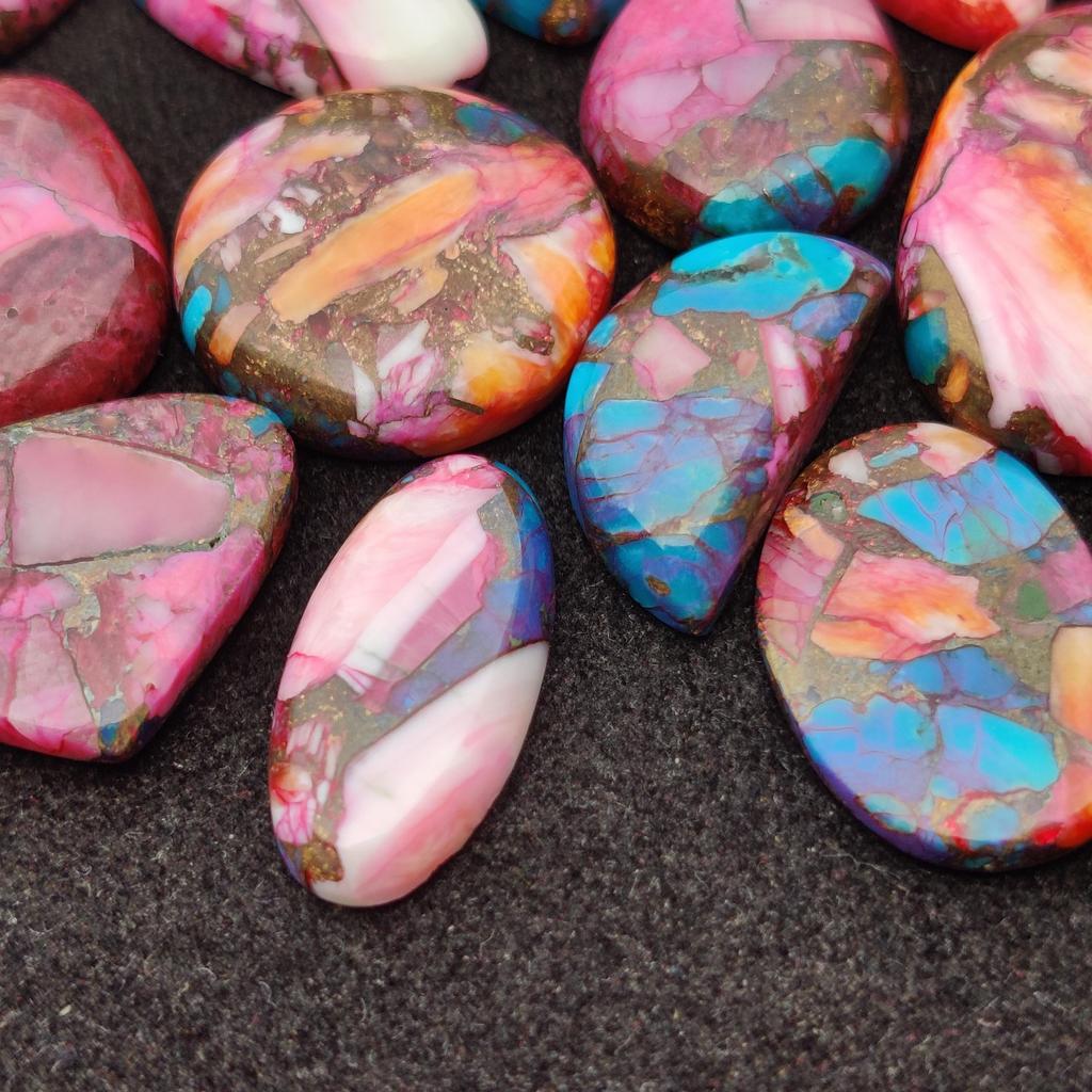 Pink Oyster Turquoise Cabochon, Oyster Turquoise Gemstone, Turquois Mix Lot, Turquoise Cabochon Gemstone.