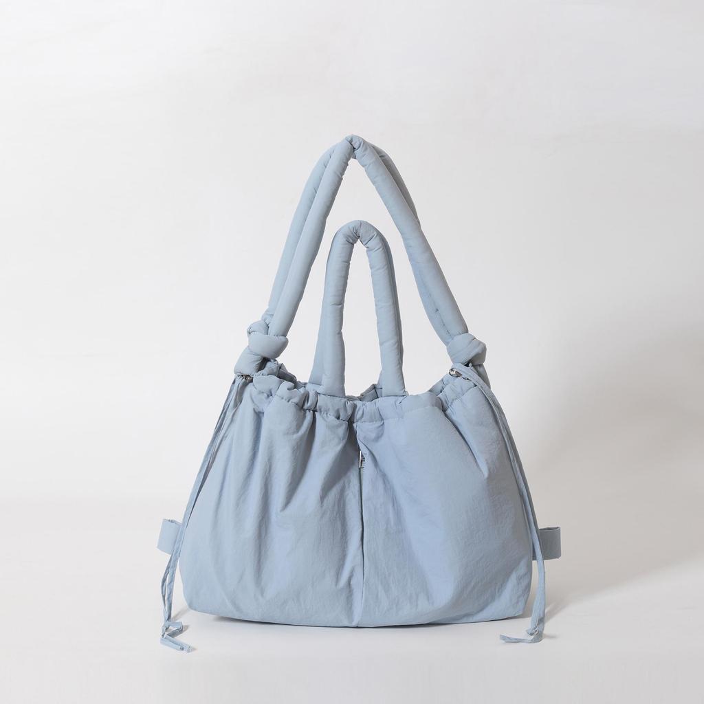 Women's Puffy Drawstring Shoulder Bag: Large Capacity Down-Filled Nylon Crossbody Cloud Bag