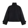 Womens Winter Short Wool Blend Coat With Stand Collar Button Front Casual Chic Outerwear