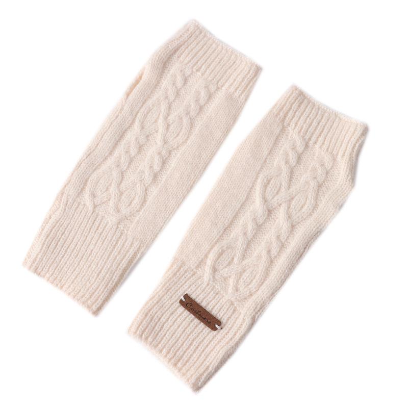 Unisex Cashmere Cable Knit Fingerless Gloves for Writing & Cycling - Thick, Warm Wool for Autumn & Winter