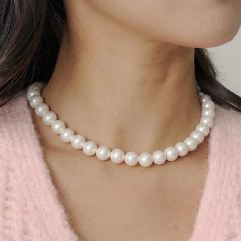SORRY TOO MUCH LOVE 12mm White-ball Pearl Necklace_White