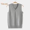 Women Knitting Vest V-Neck Sleeveless Ribbed Trim Solid Color Vest Tops Autumn Winter Loose Fit Knitwear