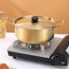 Korean Style Ramen Pot Stainless Steel With Lid Soup Pot Gold Plated Double Ear Hot Pot Camping Cookware