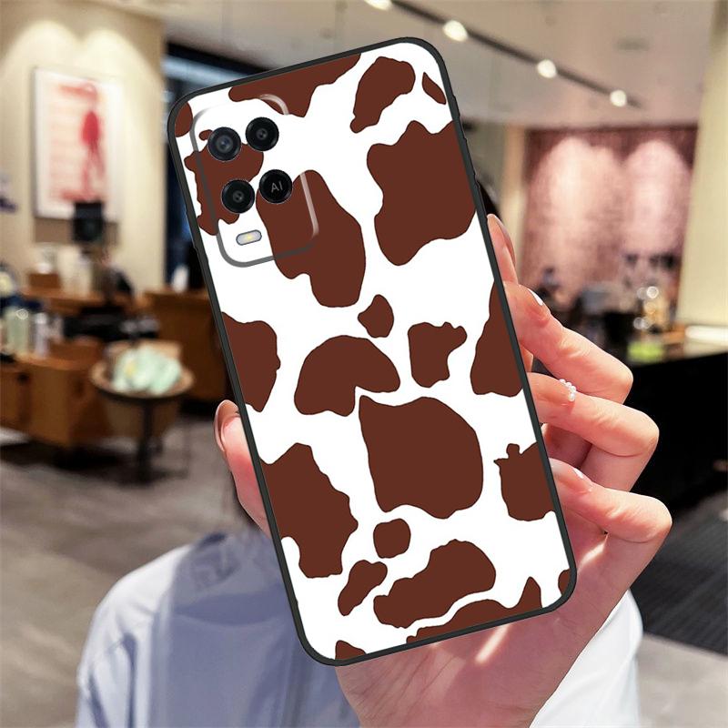 Spotted Cow Skin Print Case For Oppo A94 A74 A54 A18 A38 A58 A78 A98 A40 A60 A80 A16 A76 A96 A15 A17 A77 A57S Cover