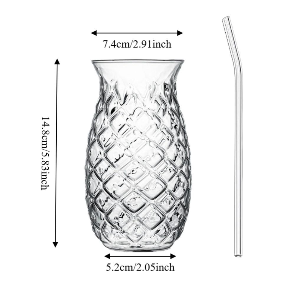 with Straw Pineapple Shaped Glass Cup 480 ML Coffee Mug Creative Water Cup  Restaurant