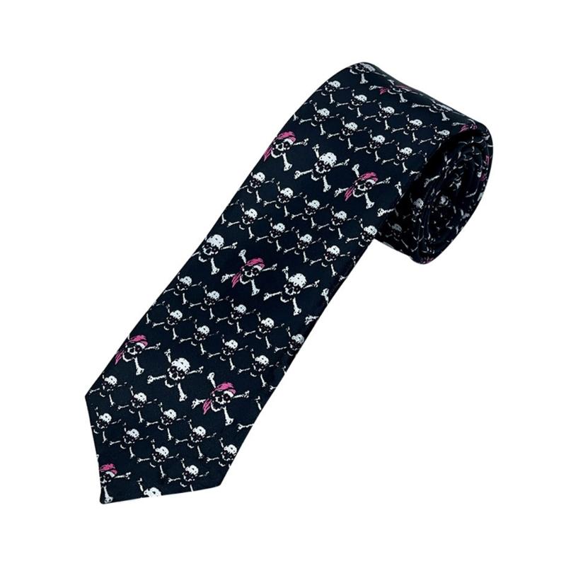 Halloween Skull Spiders Necktie For Costume Parties Family Festival Gathering Matching Outfit Neck Tie for Cosplay Event