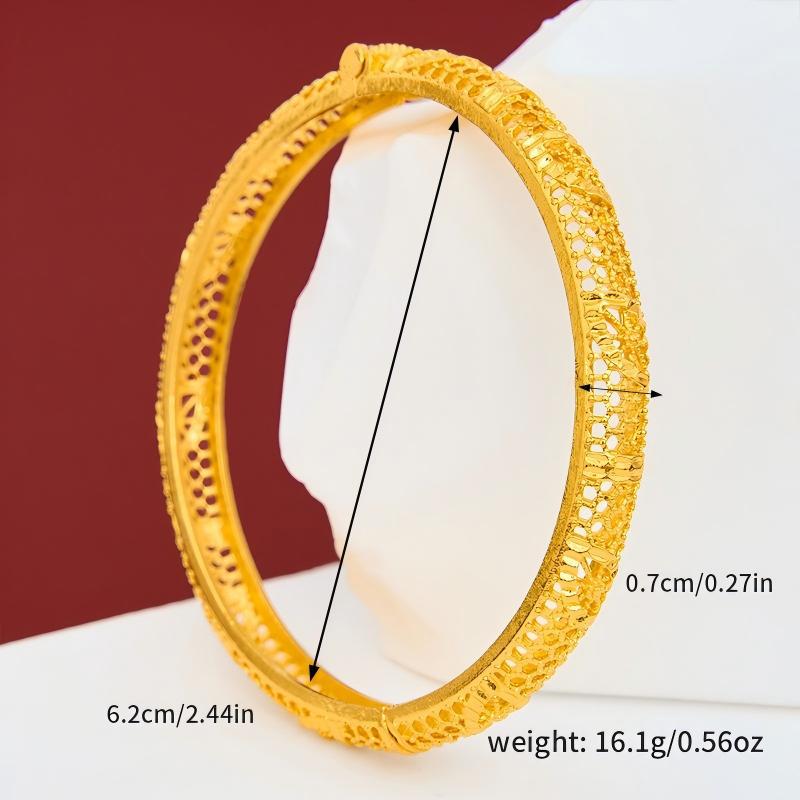 24K Gold Plated Women's Fashion Bracelet - Middle Eastern Style Open Bangle