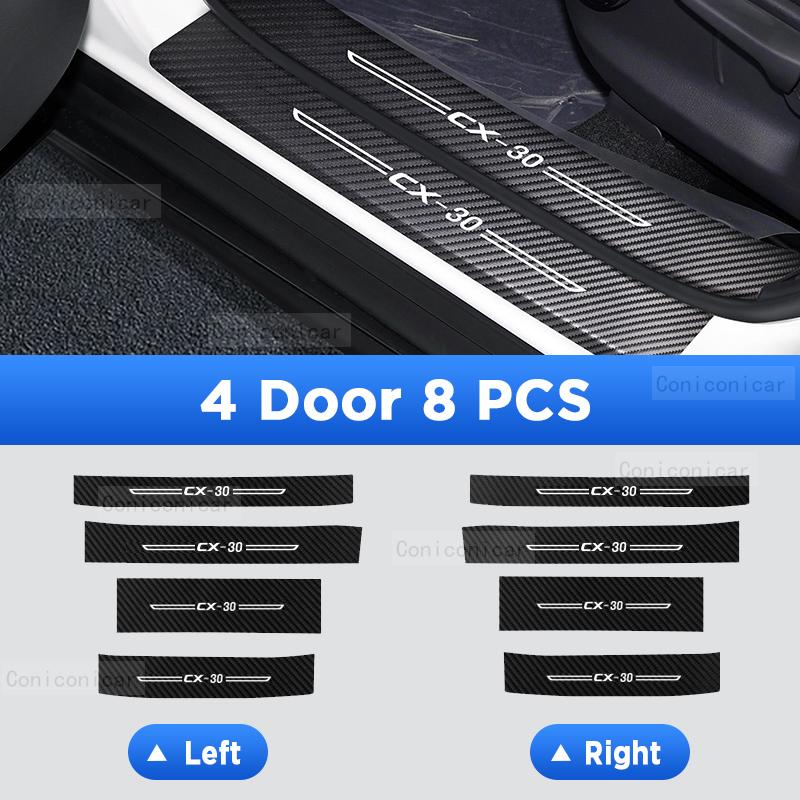 For MAZDA CX30 CX-30 2022   2023 Auto Door Sill Pedal Carbon Fibre Texture Accessories Leather Styling Car Sticker