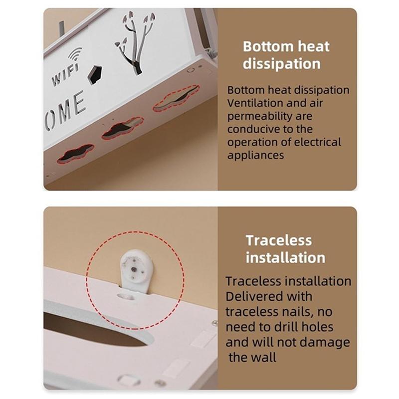 Scaffale da Parete Creativo Senza Foratura Scatola Porta Router Wifi Wireless Grande Staffa da Parete per Prese Organizer per Cavi