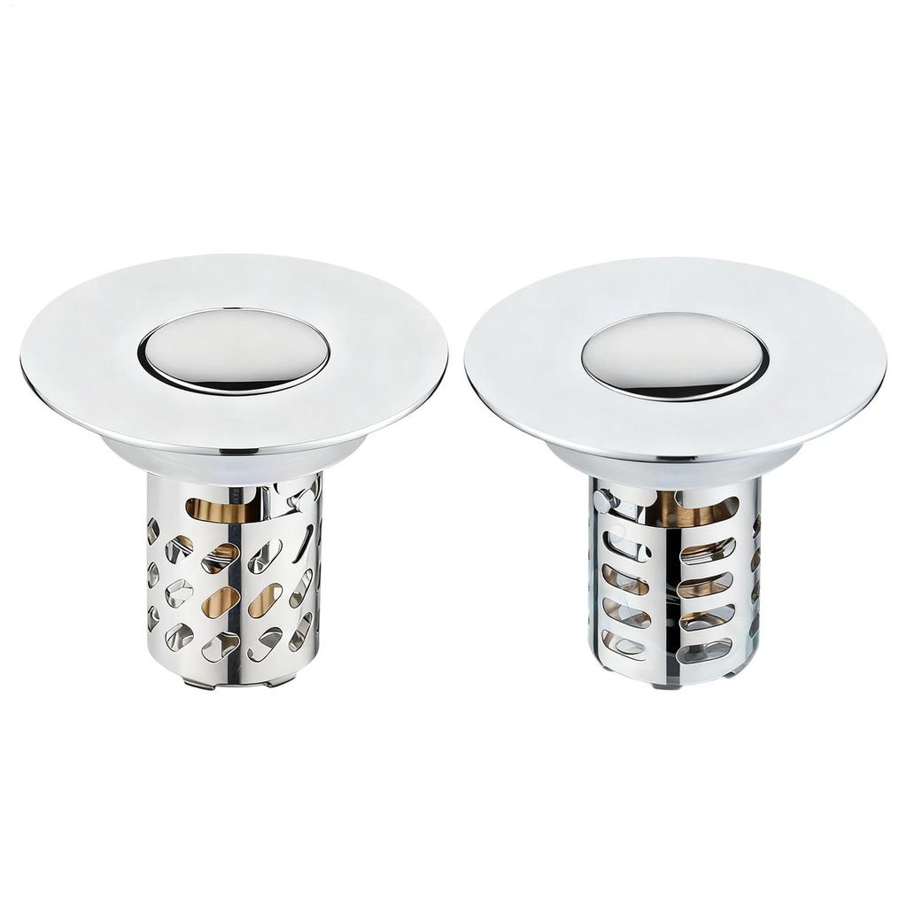 Sink Strainer Rebound Drain Plug Filter Metal Basin Pop-up Sink Filter With Hair Catcher Bathroom Sink Drain Stopper Strainer