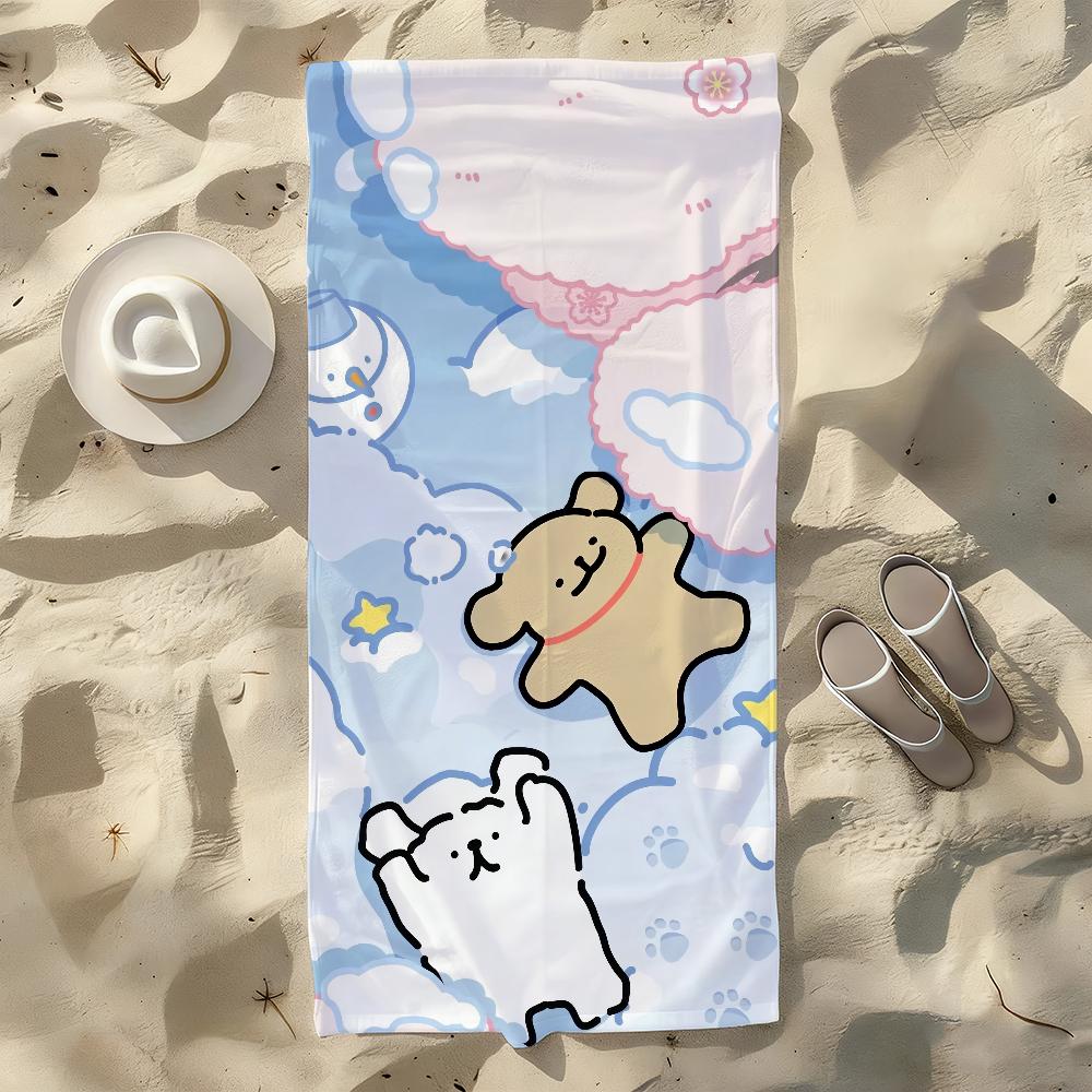 Cartoon Line Dog Maltese Outline Puppy Towel For Swim Yoga Gym Quick Drying Soft and skin-friendly Beach Towels All-Season