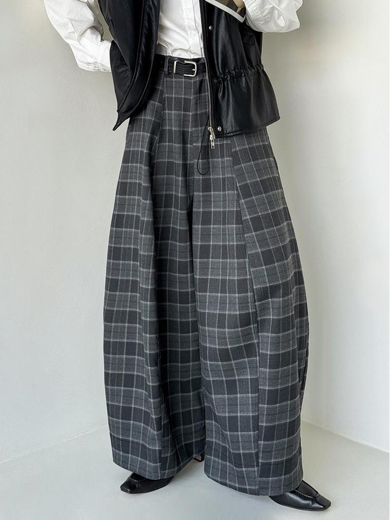 Orange Zhi Women's Plaid High Waist Loose Pants - Trendy Casual Autumn Style (H6832)