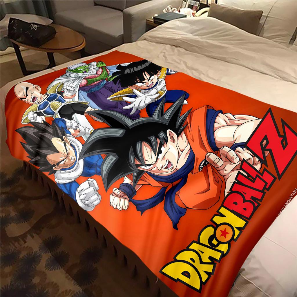 1 szt. Koc flanelowy z nadrukiem Son Goku, Wysokiej jakości, Na wszystkie pory roku, Wystrój domu, Ciepło i komfort, Idealny na prezenty świąteczne