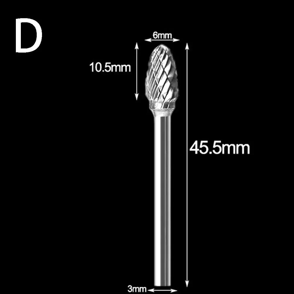 3x6mm Hartmetall-Fräser Rotationsfeile Bohrer Die-Grinder Schnitzwerkzeug Doppelschnitt Solide Elektrowerkzeuge Metall Holz Fräser