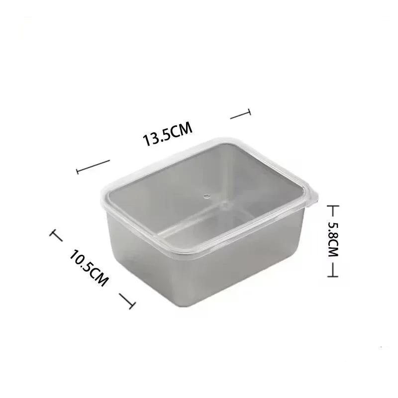Food Storage Trays Rectangle Preservation Box with Plastic Cover Stainless Steel Multi-Function Rustproof Barbecue Food Storager