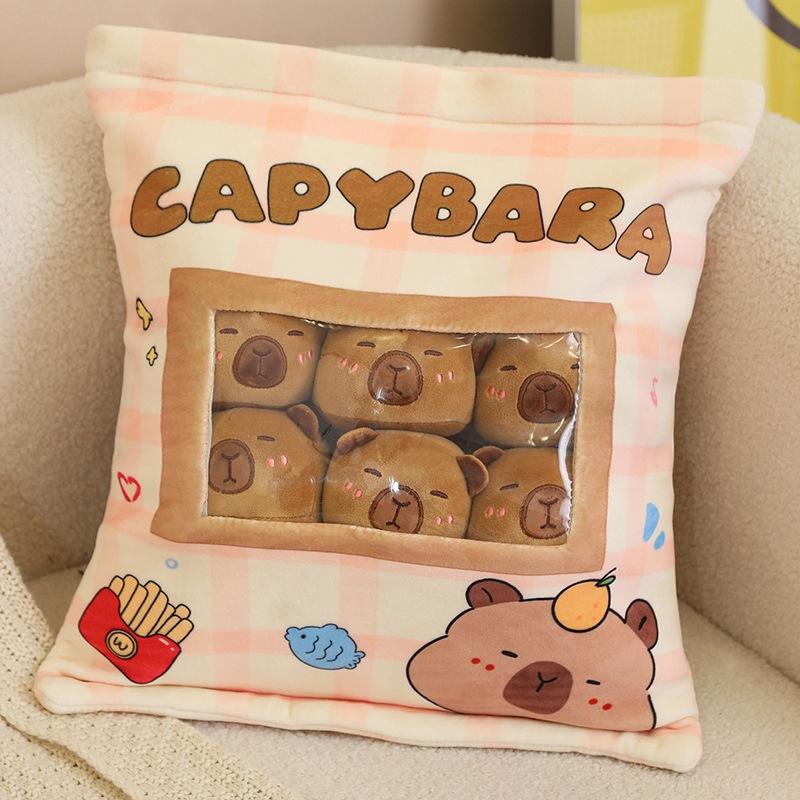 Cartoon Bag of Kapibala Milk Tea Capybara Doll Snack Pillow A Pack of 6 Small Dolls Gift Dolls Girl