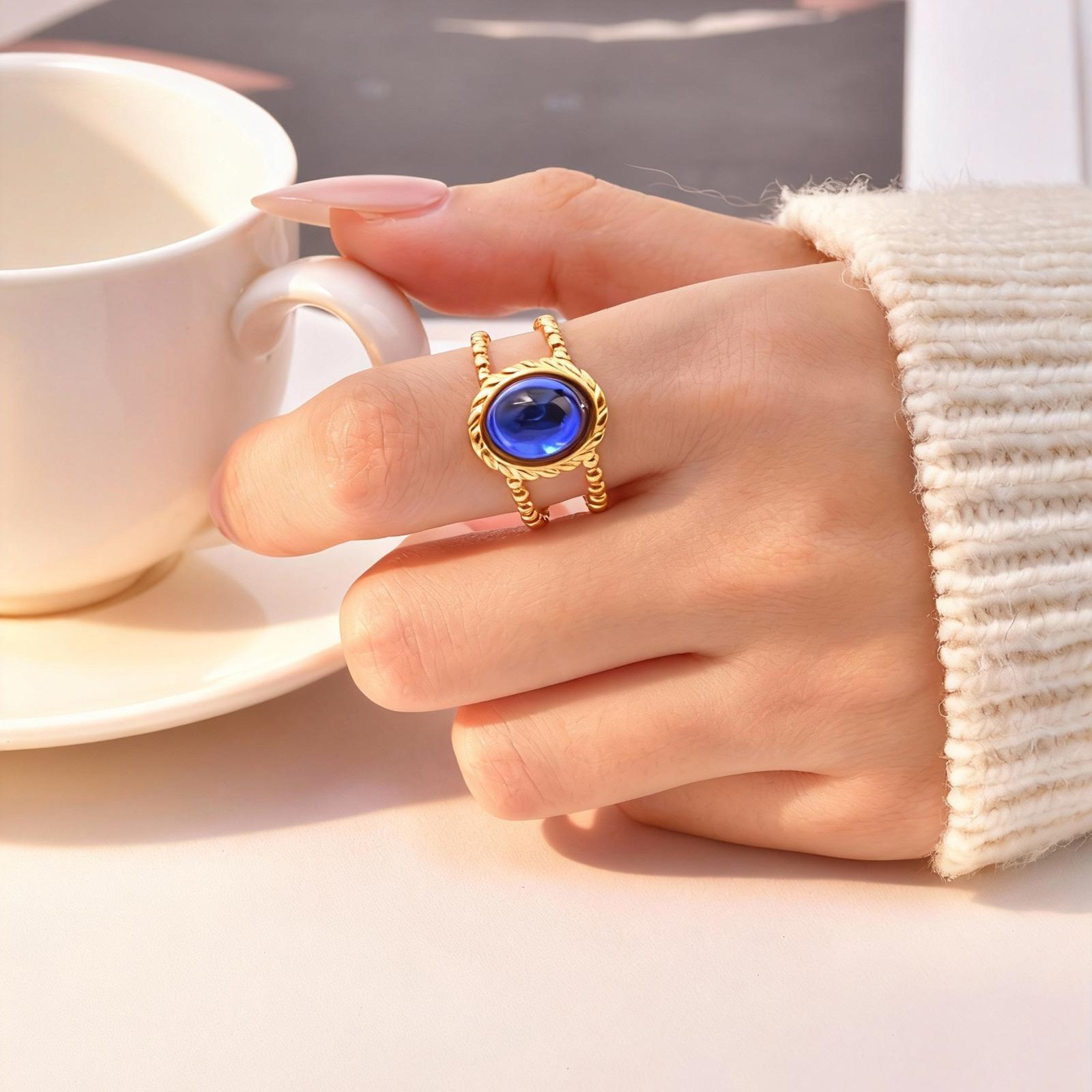 

Waterproof 18k Gold Plated Stackable Rings for Women, Open Round Boho Vintage Stainless Steel Jewelry