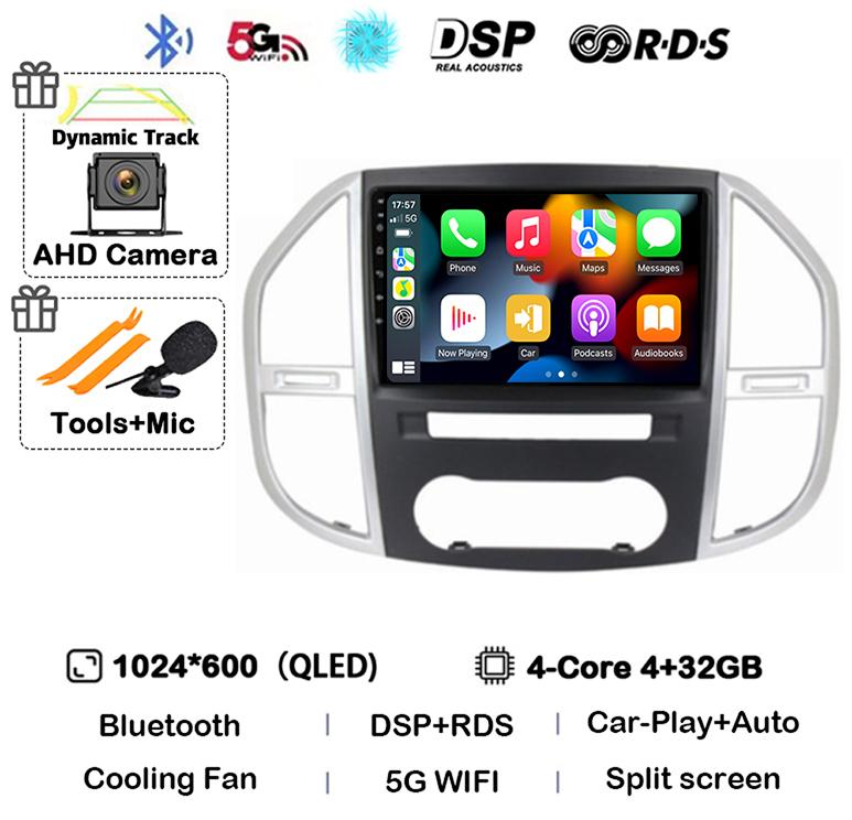 Android 14 Carplay Auto Car Radio For Mercedes Benz Vito W447 2014-2021 Multimedia GPS Video Player 360 Camera Stereo Head Unit