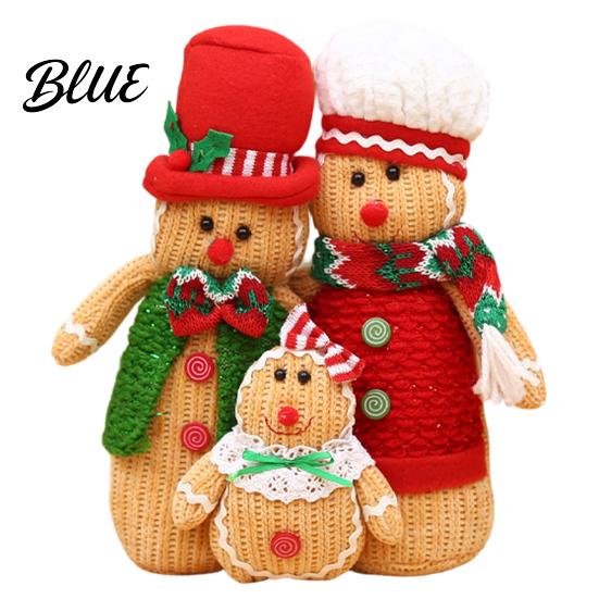 Warm Atmosphere Desktop Decorations Christmas Plush Gingerbread Man Figures with Hat Scarf Cute Stuffed Family Window Display Accents of 3