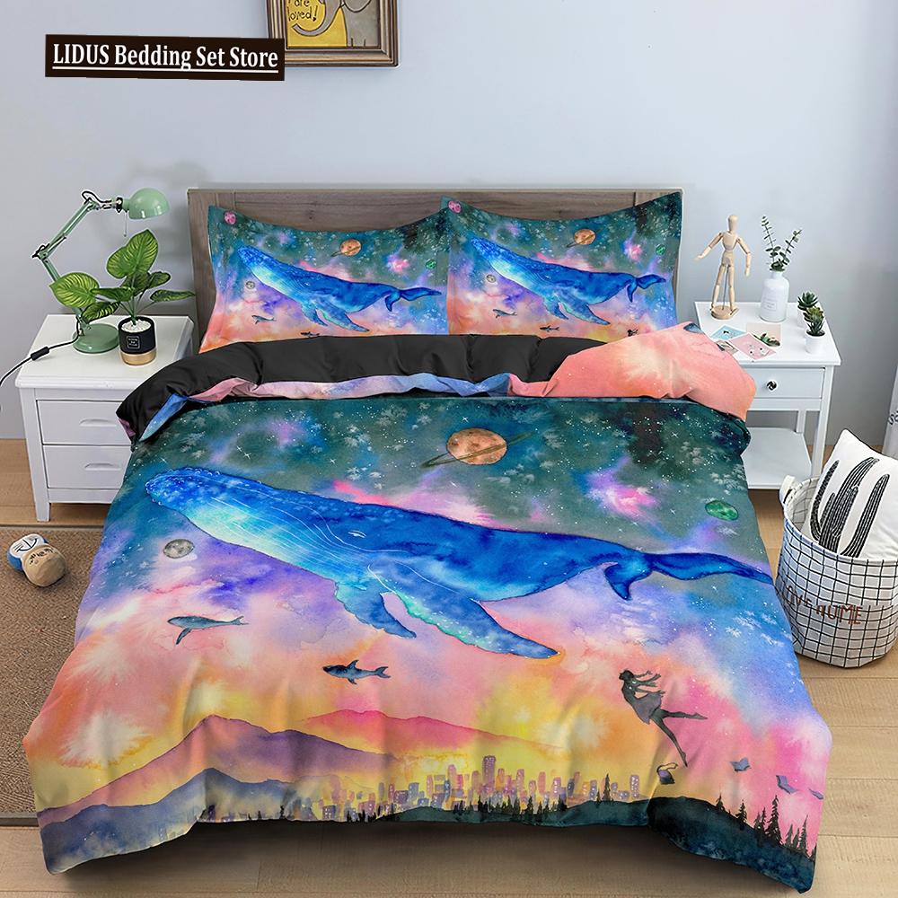 Dolphin Duvet Cover Set 2/3Pcs Marine Life Pillow Case Bedding Sets King Twin Full Queen Size Polyester Quilt Cover For Teens