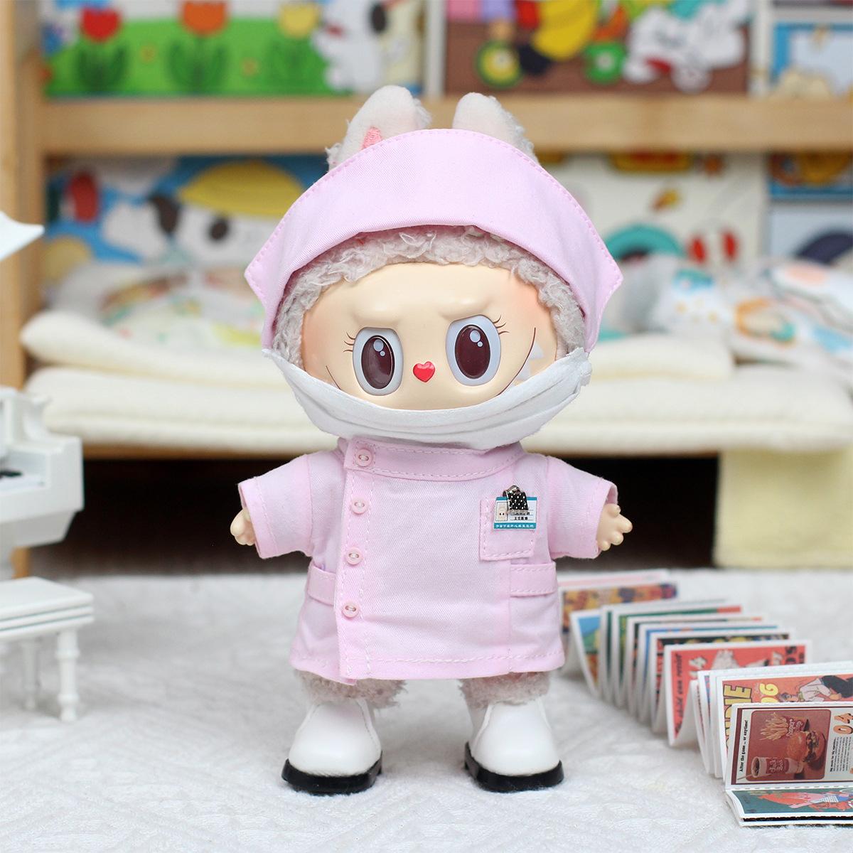 

Non-Toxic For Labubu Doll Clothes Hanging Toy For Nurse Uniform Macaron Series Fabric Doll Outfit Medical Costume Kids Playtime Accessory