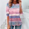 Round Neck 3D Flower Geometry Pattern Printed Top Fashionable Casual Long Sleeved Women's T-shirts