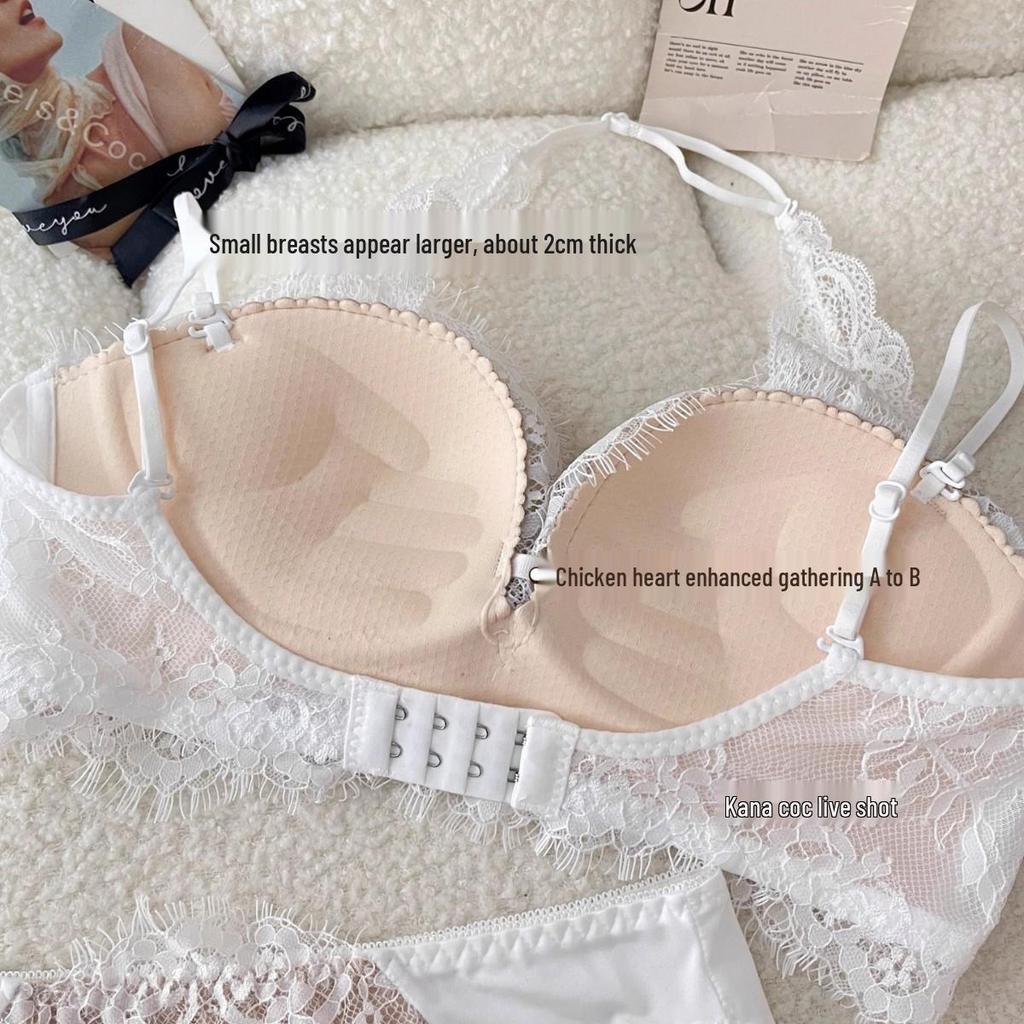 French Pure Desire Lingerie Set: Halter Lace Bra & Beautiful Back Anti-Sagging Bra