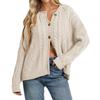 Damen Langarm Zopfmuster Strickjacke Farbe Lässiger Pullover Top