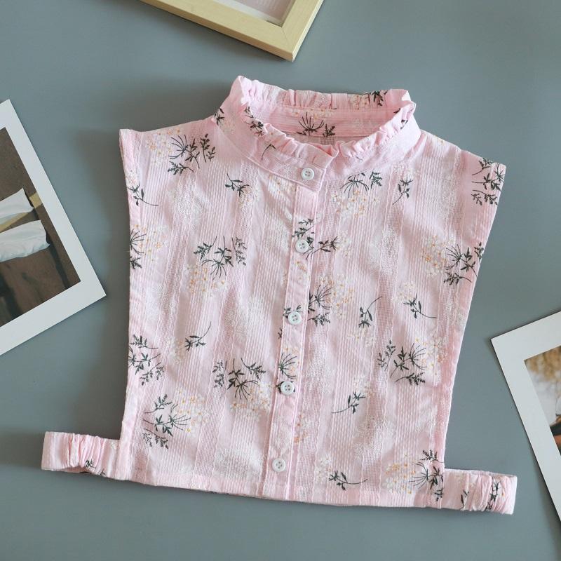 Women Cotton Printed Detachable Lapel Fake Collar Shirt White Ruffles False Collar Woman Removable False Blouse Nep Kraagie
