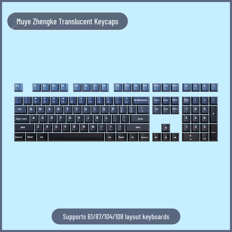 PBT Gradient Color Mechanical Keyboard Keycaps, Personalized Double Shot, Side Printed, Translucent, Five-Sided Dye Sublimation, Full Set