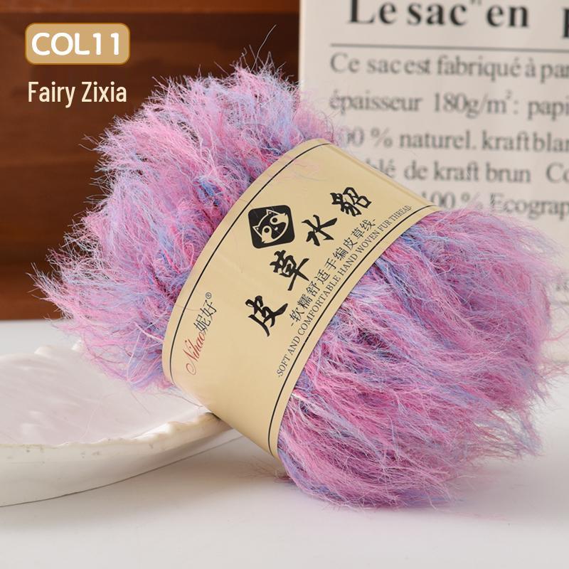 Hand-Knitted Coral Velvet Mink Yarn Pack for Scarves & DIY Projects