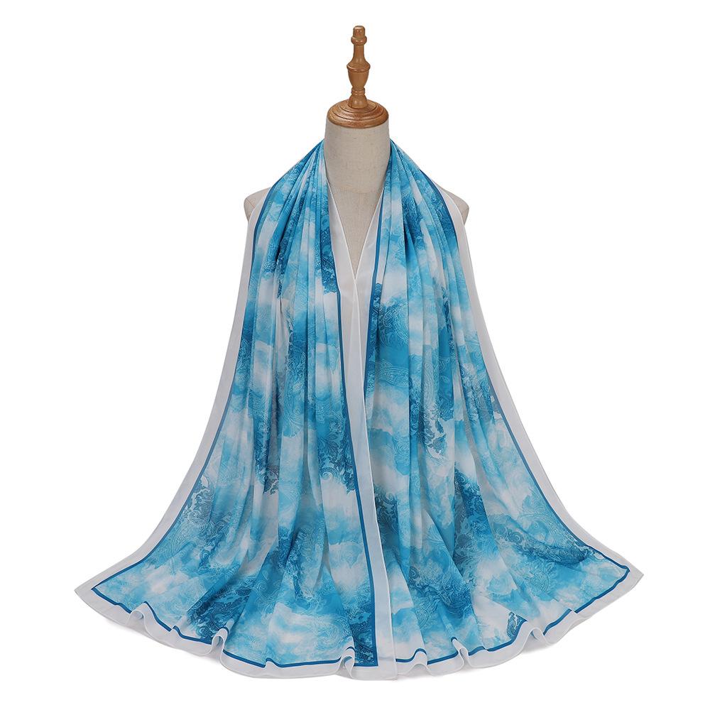 New Designs Printed Hijab Chiffon Scarfs For Women Scarves Muslim Fashion Turbans Malaysian Muslim Hijabs Wraps Ramadan Turban