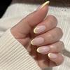 Short Almond Shape Yellow French Wearable Nail Tips - Stylish Fake Nails for Nail Art