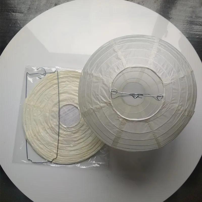 10-Inch Round White Paper Lantern, Red Mid-Autumn Festival & Wedding Decoration