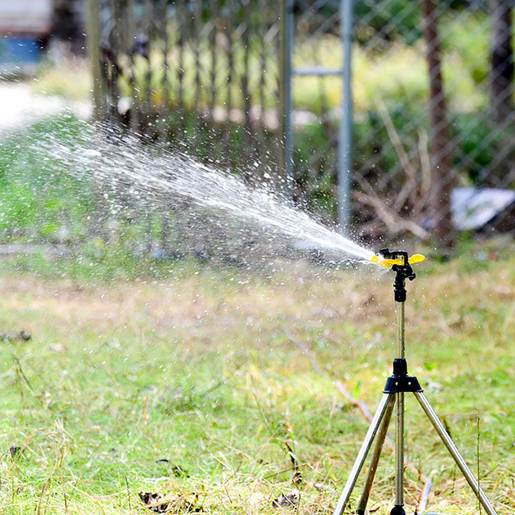 360 Rotary Irrigation Sprinkler Head With Tripod Telescopic Support Automatic Rotating Sprayer Garden Lawn Watering Sprinkler