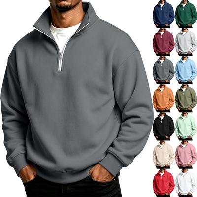 Men's Casual Quarter-Zip Stand Collar Sweatshirt