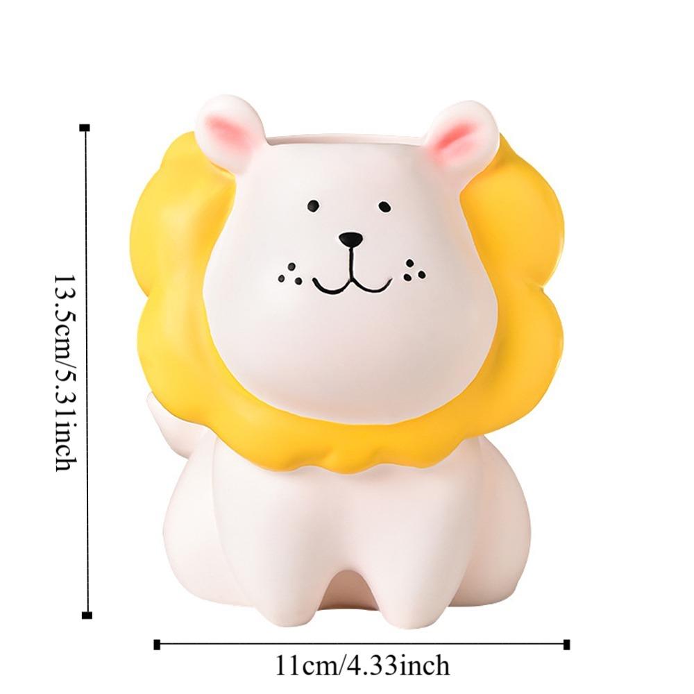 Cream Style Cartoon Pen Holder Little Lion Stationery Organizer Pencil Storage Box  Student