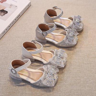 Sandali da Bambina con Tacco Alto e Fiocco: Scarpe da Principessa Cristallo Estive a Punta Chiusa 2025 - Suola Morbida per il Comfort